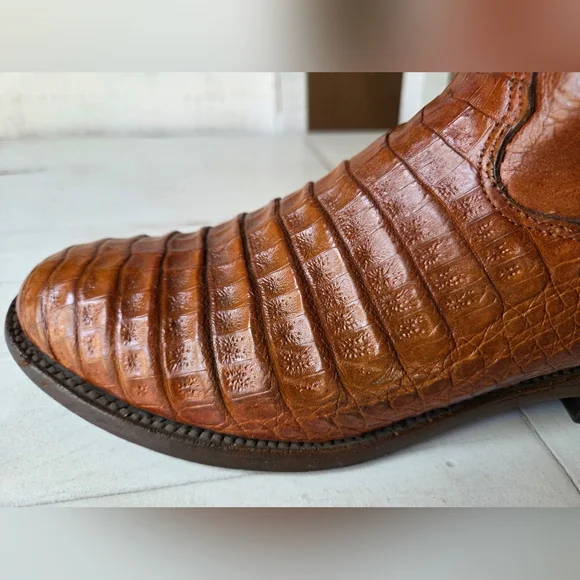 Larry Mahan Caiman Leather Boots, 8.5 D - Picture 10 of 14